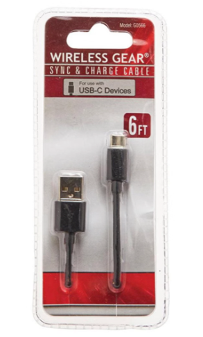Wireless Gear Sync & Charge Cable for USB-C Devices, 6 ft