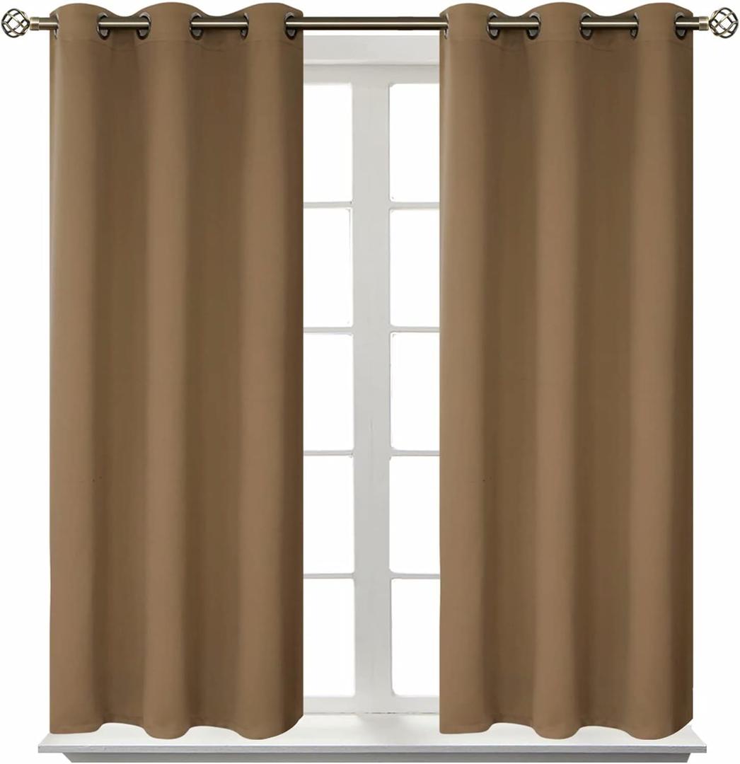 BGment Blackout Curtains for Living Room - Grommet Thermal Insulated Room Darkening Curtains for Bedroom, 2 Panels of 38 x 45 Inch, Taupe