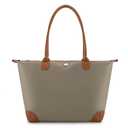 Milan Chiva Nylon Tote Bag for Women Large Shoulder Bag with Zipper Lightweight Foldable Work Tote for Ladies Handbag for Weekend and Everyday MC-536KH-BR