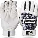 Franklin Sports MLB Youth Batting Gloves - Digitek Camo Baseball + Softball - Premium Leather - Many Sizes + Colors - Youth (Large, Gray/White/Black)