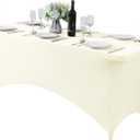 Spandex Table Cover for 6Ft or 4fT or 8ft Table Universal Fitted Stretch Tablecloth for Party, Banquet, Wedding and Events-Ivory (72" x 30" (Rectangular))