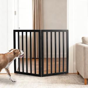 Love's Cabin Freestanding Indoor Dog Gate for House Foldable Wood Black Puppy Gate for Doorways Pet Gate for Stairs Extra Wide Pet Fence 32" Height 2 Panels, 【2 Panels】40''w x 32''h