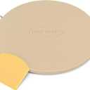 Unicook Round Pizza Stone for Oven and Grill 16 Inch, Oven Baking Stone for Bread, Cordierite Pizza Pan for Baking Crispy Bread and Cookies, Includes Carry Rack and Dough Scraper
