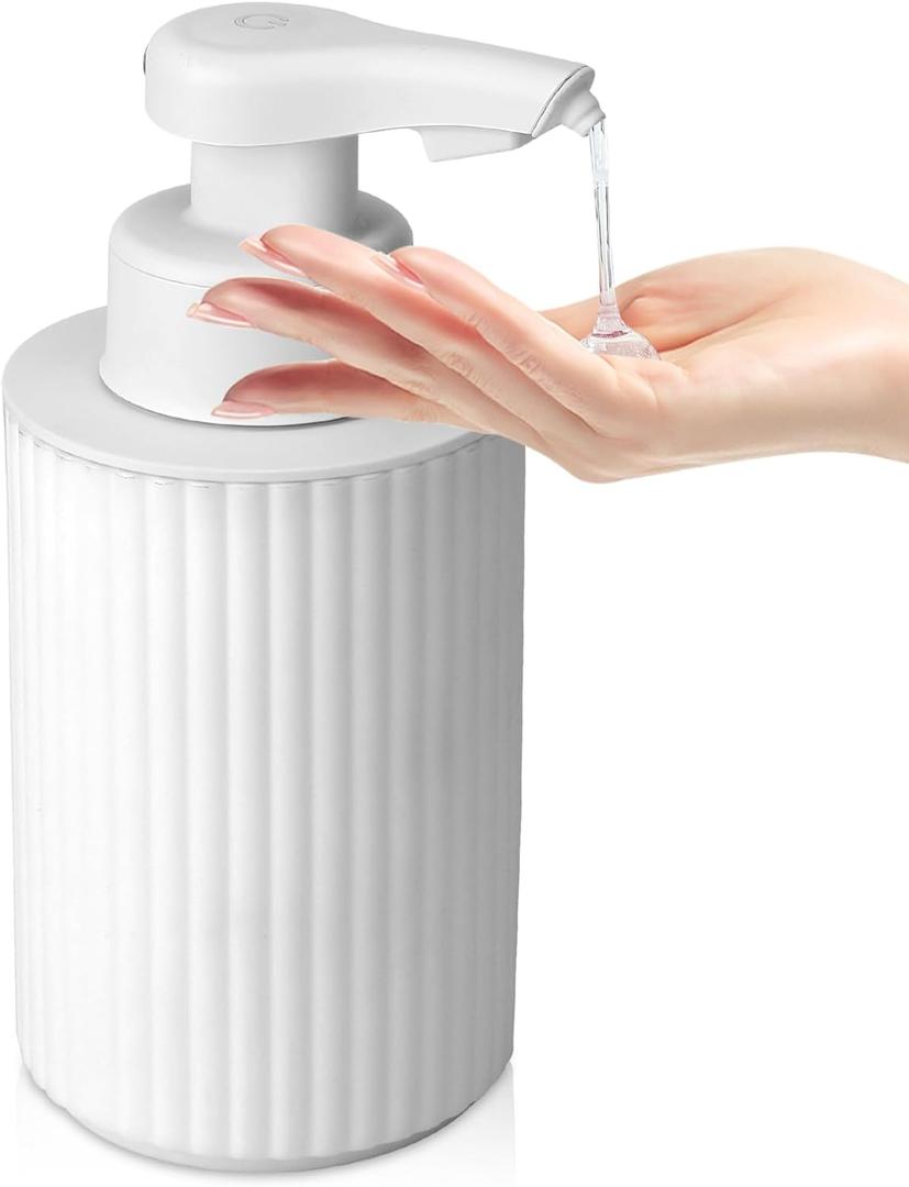 Automatic Soap Dispenser Liquid Touchless: 9oz White Plastic - Rechargeable Electric Smart Auto Hand Soap Dispenser - Dish Bathroom Kitchen