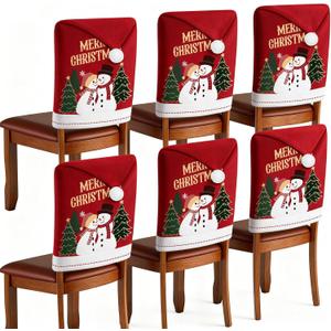 VERONLY Christmas Chair Covers Set of 6 - Complete Holiday Decor for Dining Room Chairs, Universal Fit, Tear-Resistant Machine Washable Slipcovers (Color2)