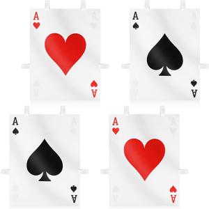 4 Sets Halloween Poker Vests Playing Card Costume Set with Hook and Loop for Trick or Treat Casino Party (Small)