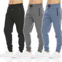 PURE CHAMP Mens Sweatpants 3 Pack Fleece Active Athletic Workout Jogger Sweatpants for Men with Zipper Pocket (XL, Black, Deep Gray, Celestial Blue)