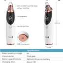 Blackhead Remover Pore Vacuum for Face and Nose, Facial Pore Cleanser with 3 Suction Levels, 5 Replaceable Tips, USB Rechargeable Tool for Blackheads and WhiteheadsWhite