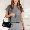 ANRABESS Women's Two Piece Summer Outfits Knit Sweater Short Sets Pullover Tops & Shorts Lounge Matching Clothes Set (S)