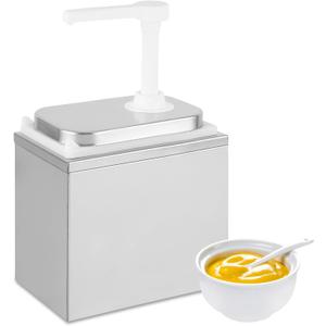 2L Sauce Dispenser Pump Stainless Steel Condiment Pump Station Condiment Pump Dispenser with 2.1 Quart Jar