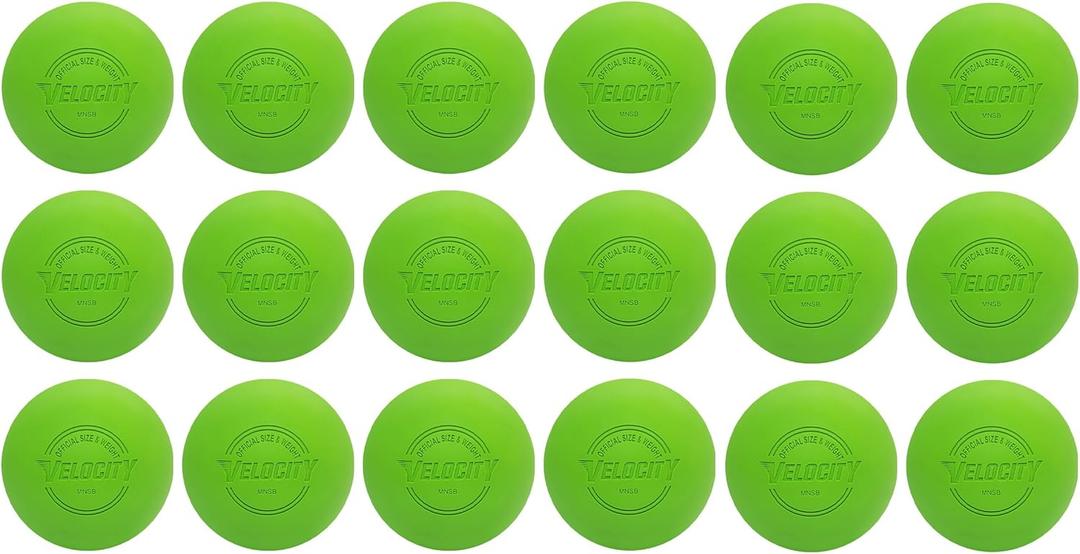 Velocity Massage Lacrosse Ball for Muscle Knots, Myofascial Release, Yoga & Trigger Point Therapy - Firm Rubber Scientifically Designed for Durability and Reliability - Lime Green 18 Balls 