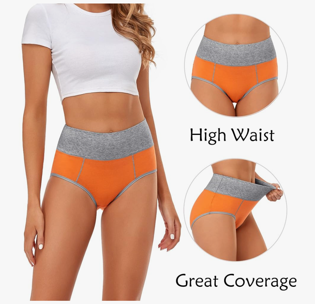 CULAYII High Waisted Underwear for Women Cotton No Muffin Top Full Coverage Briefs Soft Stretch Ladies Panties 4 Pack XXL