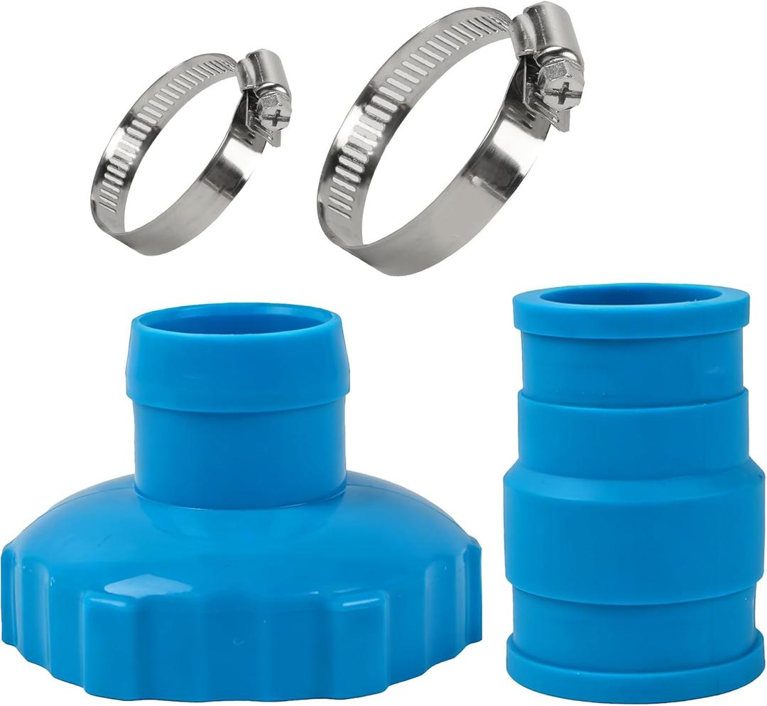 TonGass Pool Vacuum Hose Adapter Kit Compatible with Intex Adapter B 1.5" to 1.25" Pool Hoses Connector with Stainless Steel Clamps for Above Ground Pool Skimmer & Filter Pump Hoses 1 Set