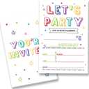 Let's Play Birthday Party Invitations Supplies with Envelopes Set of 20 Girl Birthday Invites Fill in Blank, Double Sided