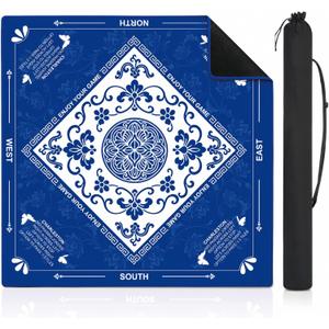 33" X 33" Blue Mahjong Table Mat, Waterproof Game Mat Rubber Mahjong Mats
