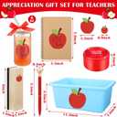 8 Pcs Back to School Teacher Gift from Students Thank You Teacher Appreciation Gift Set for First Day of School Women Glass Cup Basket Notebook Pen Dry-erase Marker