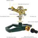 Impact Sprinklers for Yard with Metal Base, Heavy Duty Zinc Alloy Water Sprinkler for Lawn, Automatic 360 Roating for Large Lawn and Garden, Coverage up to 5,800 Sq.Ft, Olive