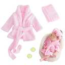 M&G House Newborn Photography Props Bathrobe Outfits Girl Baby Robe Bath Towel Costume Sets 0-6 Months(Pink)