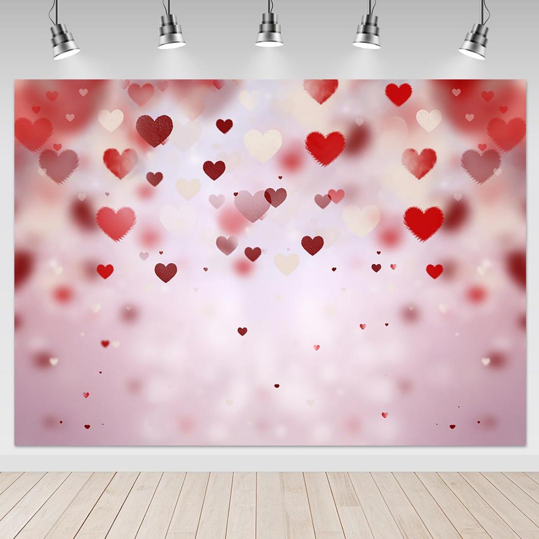 Mocsicka 7x5ft Valentines Day Backdrop-Red Heart Decoration Backdrops, Galentine's Day Photography Photo Props Backdrops Props