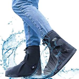 Waterproof Shoe Covers for Rain & Snow, Non-Slip Reusable Overshoes with Zipper  Durable Shoe Protectors for Hiking, Cycling, Outdoor Activities,Rain Boots for Men, Women & Kids (XXXXL, Black)