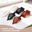 6 Pack Flat Hair Clips for Women Girls, French Flat Claw Clips for Think Hair Thin Hair with Strong Hold, Non-Slip, Matte Classic Barrettes for All Hair Styling (Black, white, dark tortoise)