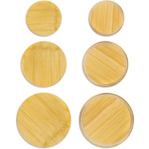 Replacement Wooden Lids for Pyrex, Anchor Hocking Glass Containers 7200 * 2 7201-PC*2 7402-PC*2, Bamboo Lids for Pyrex 2Cup 4Cup 7Cup Glass Bowls, Bowl Covers 6 Pack