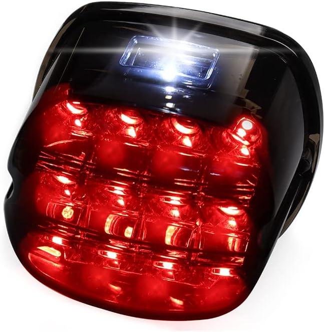 Smoked LED Tail Light, Motorcycle Rear Layback Brake Taillights for Harley Road King, Softail, Street Glide, Sportster and Touring