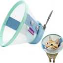 Cat Cone Collar Soft, Comfortable Mesh E Collar for Cats to Stop Licking, Breathable Elizabethan Collar, Alternative to Plastic Cones, Blue L