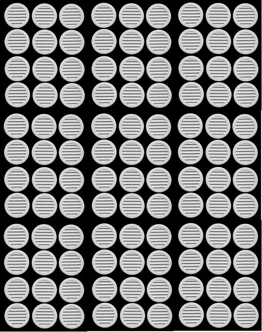 3" Round Plastic Louver Soffit Air Vent Reptile Screen Grille Cover (100, White)