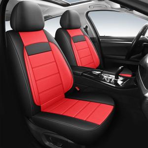Leather Seat Covers, Breathable and Comfortable 3D Foam Back Support Car Seat Covers, Airbag Compatible, Automotive Seat Cover Protector Waterproof, Universal Fit for Cars, SUVs, Trucks (2PCS,N5) (N5 Black +Red)