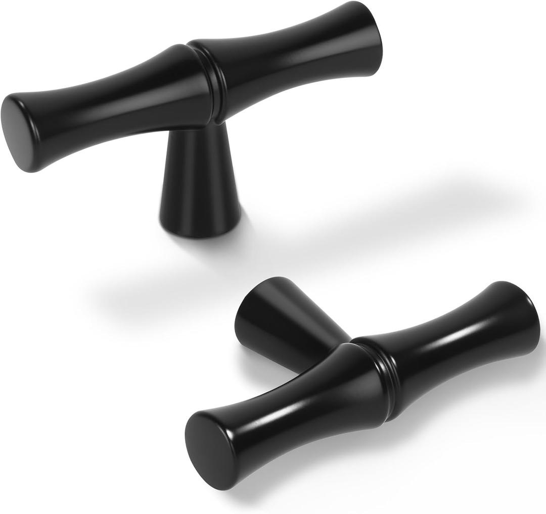 Matte Black Cabinet Knobs,Zinc Alloy Solid Dresser Single Hole Cabinet Pull Luxury Drawer Knob Hardware for Bedroom, Kitchen 6 Pack ZJ01