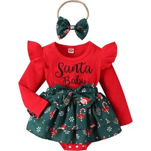 Newborn Baby Girl Fall Winter Romper Dress Floral Ribbed Long Sleeve Romper Sunflower Lace Onsie Rompers Dress Size 6-9 Months