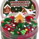 4 x Gingerbread House Green & Red Pom-Poms Clear Slime, Good Stretchy Premade Slime, Slime Party Favors for Kids, Sensory Toys Girls Gifts & Boys Gifts Birthday Easter Hallowmas Christmas Slime