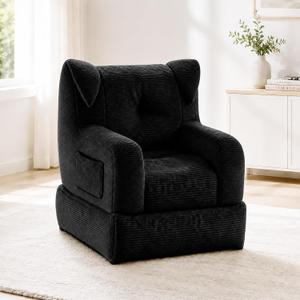 Bean Bag Chair, Foldable Floor Sofa, Memory Foam, Corduroy, Bonus Cat Bed