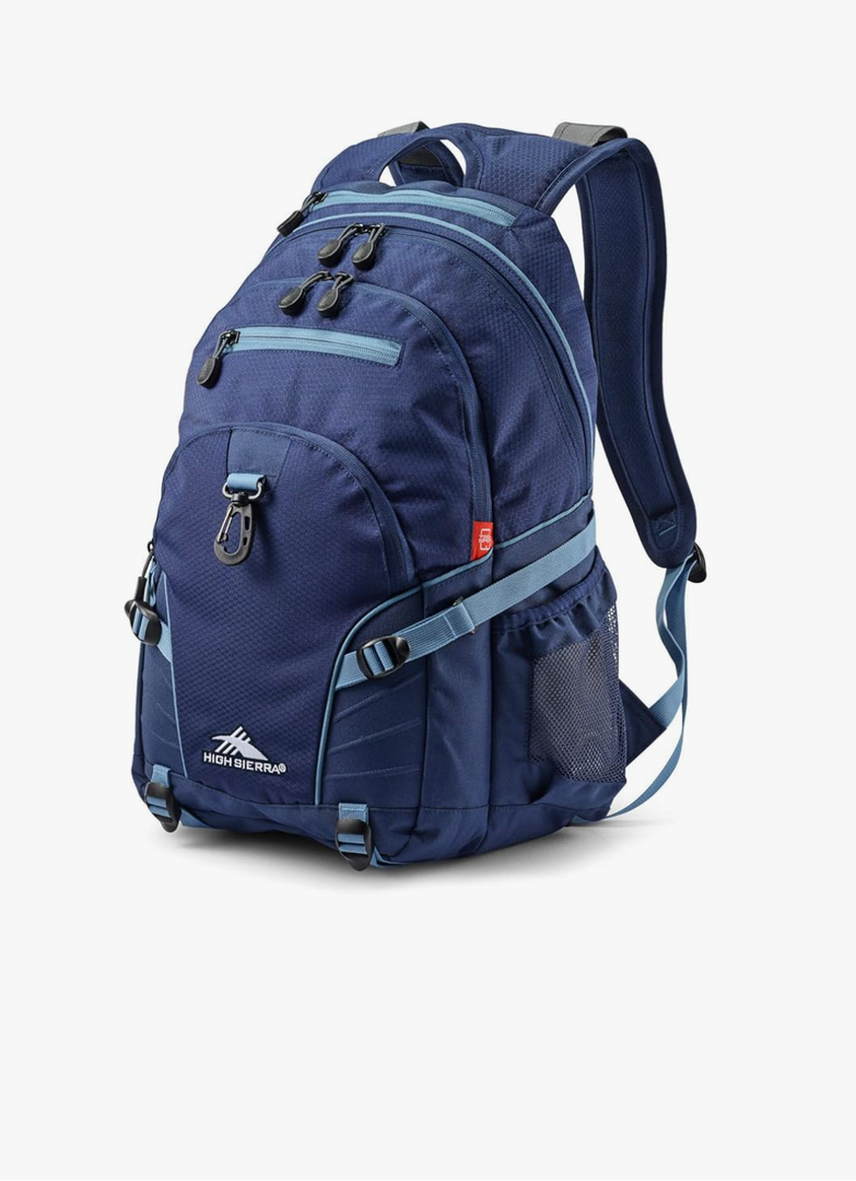 High Sierra Loop Backpack, Travel, or Work Bookbag with tablet sleeve, One Size, True Navy/Graphite Blue