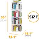 SpaceAid 4 Tier Rotating Bookshelf Tower, Spinning Bookcase Lazy Susan, Revolving 360 Book Shelf Storage Round Carousel, Vertical Rotate Turning Spiral Corner Organizer, White