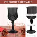 48 Pcs Black Plastic Wine Glasses, Plastic Goblets for Parties, Vintage Wine Glasses Bulk, Reusable Drinking Glass, Drinkware Cups for Wedding Party Reception Event Supplies