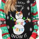 RAISEVERN Ugly Christmas Sweater for Women Light Up Knitted Pullover Xmas LED Long Sleeve Sweaters Size L