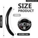 3pcs Universal Carbon Fiber Steering Wheel Cover - Anti-Slip & Segmented Design, Universal 99% Durable Steering Wheel Protector for Men and Women, Car Interior Accessory (Black)