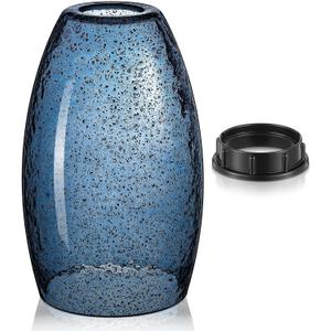 2 Set Oval Glass Lamp Shade 7.5" High x 4.7" Diameter Glass Pendant Lampshade Compatible with E26 Light Fixtures Lampshade Replacement for Kitchen Island Ceiling Pendant (Dark Blue Seeds)
