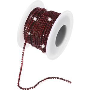 M METERXITY Crystal Rhinestone Close Chain, 2 mm 10 Yards Crystal Single Row Trimming Claw Cup Chain Roll for Sewing Crafts/DIY Decoration/Jewelry Crafts [Dark Red]