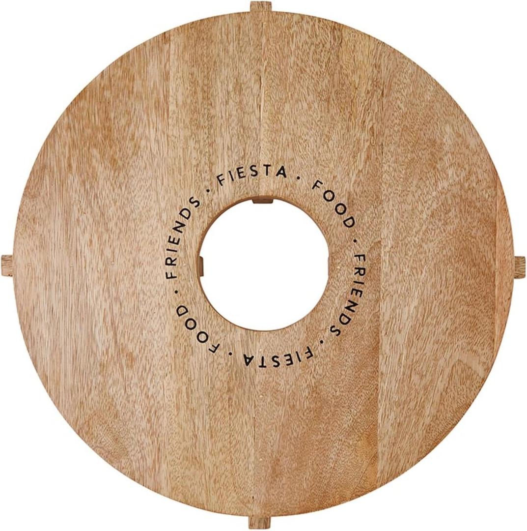 Santa Barbara Design Studio Mango Wood Charcuterie Boards Cheese Board Round Tequila Bottle Holder Cutting Board, 15" Diameter, Fiesta Food Friends