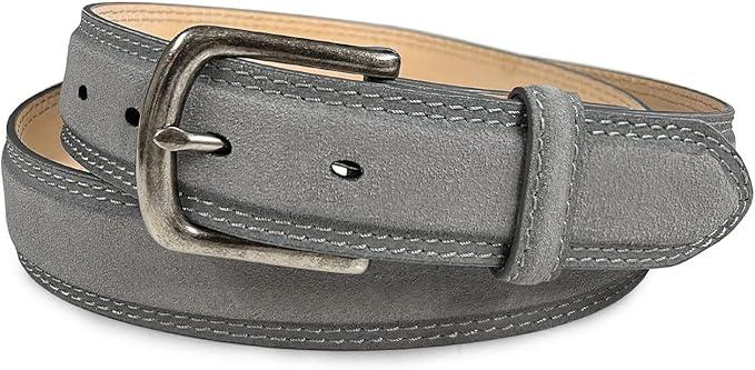 Men's Belt Suede Full Leather Belt Casual Dress Leather Belt 1-3/8"(35mm) Wide, Multi-Style Options