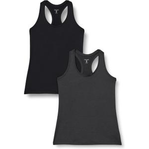 Amazon Essentials Women's Active Quick Dry Tech Stretch Racerback Scoop Neck Tank Top, Multipacks, Large