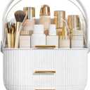 NestOrganix Makeup Organizer Skincare Organizers Cosmetic Display Cases with Transparent Cover, SkinCare Organizers for Bathroom Countertop, Bedroom Vanity Desk, Lipstick Organizer, White Upgrade