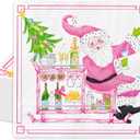 Whaline 100Pcs Christmas Cocktail Paper Napkins Disposable Napkin Pink Santa Claus Xmas Tree Beverage Napkin for Dinner Wedding Gathering, 5 x 5 Inch