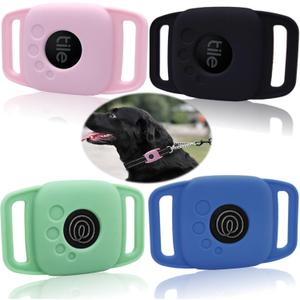Silicone Case for Tile Mate 2024,Mate 2022 for Dog Collar, Protective Cover Sleeve for tilemate Finder for cat pet Necklace Dropper, Secure tag Holder for Bag (Black, Green, Pink, 3 Pack)