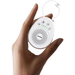 FOXFINE White Noise Machine - Portable Sound Machine with 30 Sleep Sounds, Rechargeable, Timer, Child Lock for Babies, Adults, Home, Travel, Office, White (Mini)