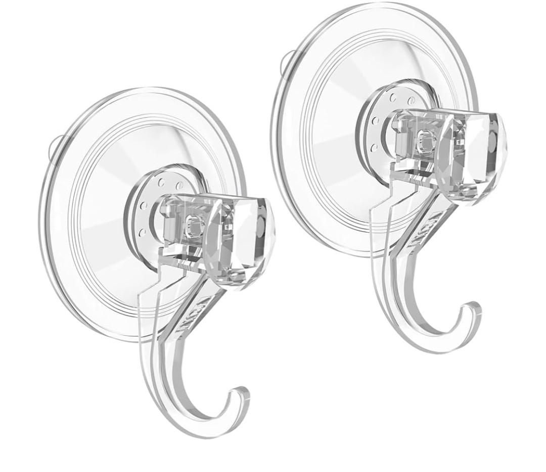 VIS'V Wreath Hanger, Large Suction Cup Wreath Hooks, Heavy Duty, 22 LB Capacity, Removable and Reusable, Clear, 8 Pcs