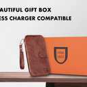 VANAVAGY Compatible for iPhone 13 Pro Wallet Case for Magsafe Wireless Charging, PU Leather Flip Folio Phone Case with Wrist Strap RFID Blocking Card Holder Screen Protector,Brown